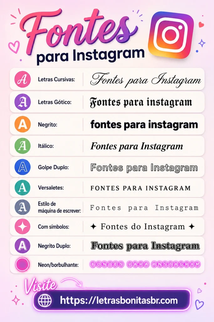 Fontes para Instagram: ℒℯ𝓉𝓇𝒶𝓈 ℬℴ𝓃𝒾𝓉𝒶𝓈 para Bio e Perfil em 2026 11 fontes para instagram