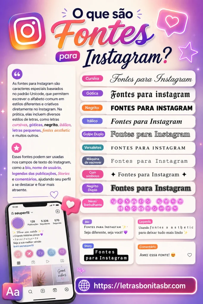 Fontes para Instagram: ℒℯ𝓉𝓇𝒶𝓈 ℬℴ𝓃𝒾𝓉𝒶𝓈 para Bio e Perfil em 2026 1 O que sao Fontes para Instagram?